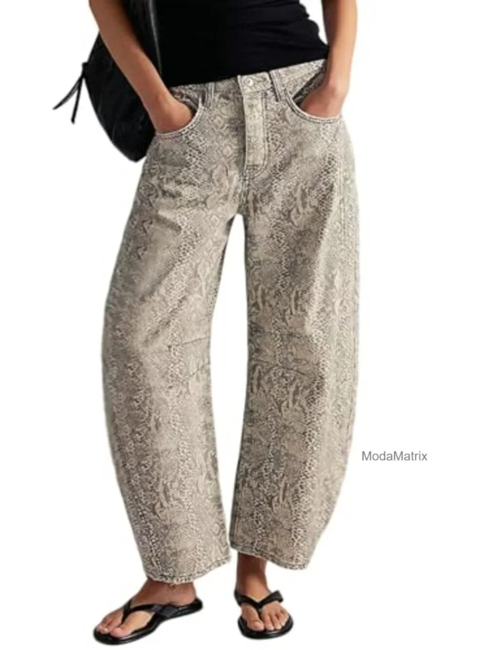 Baggy Barrel Jeans Wide Leg Mid Rise Floral Print